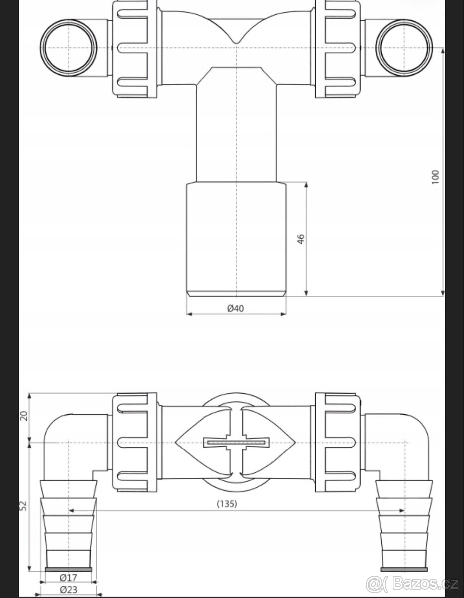 Sifon do pračky a myčky dvojitý zpětným ventilem ALCA P155Z