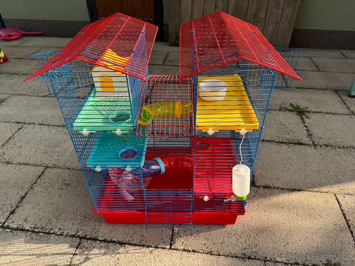 Klec pro křečka s výbavou (rozměry 48x32x62 cm)