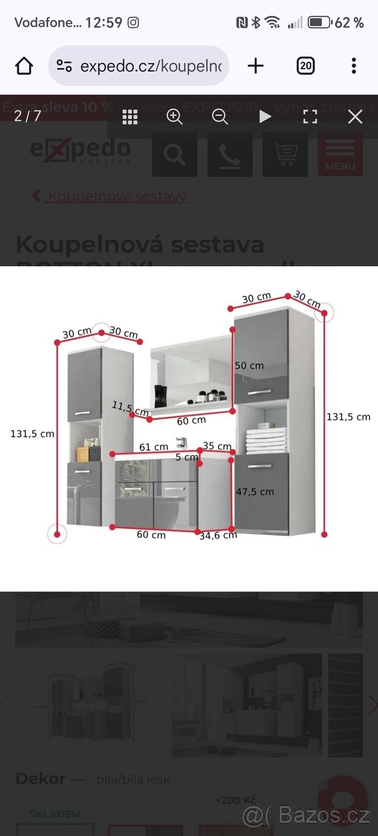 Koupelnová skříňka s umyvadlem.