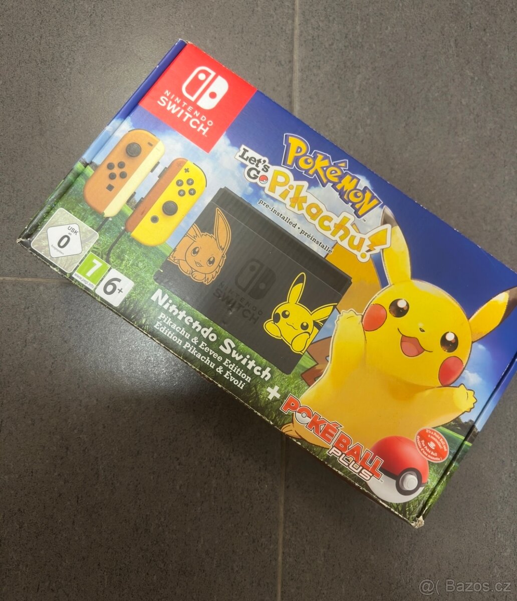 Konzole Nintendo Switch + Pokémon Lets Go, Pikachu + Pokébal