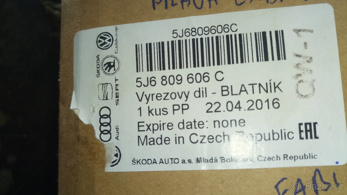 Pravý zadní blatník Fabia II