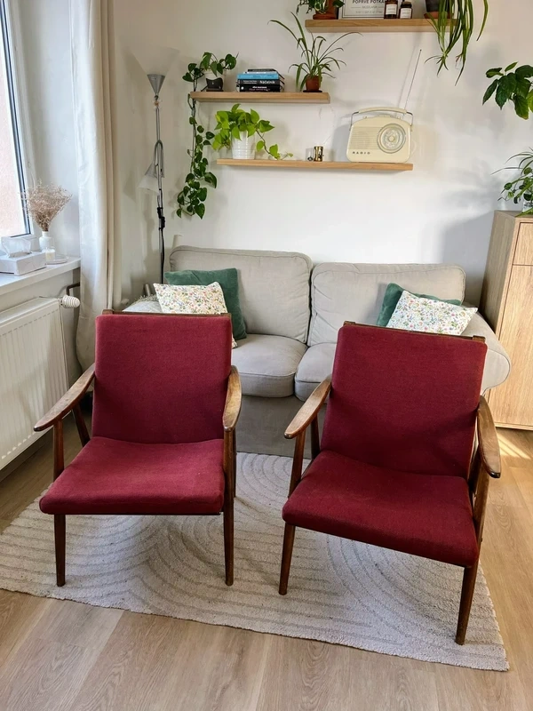 Dvě vintage křesla, originál TON