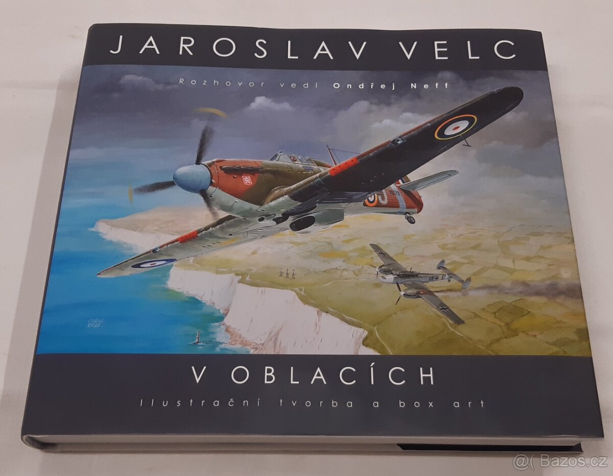 Kniha Jaroslav Velc v oblacích ilustrační tvorba a box art,