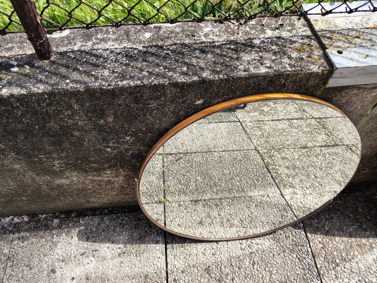 Retro kulaté nástěnné zrcadlo, 70 cm