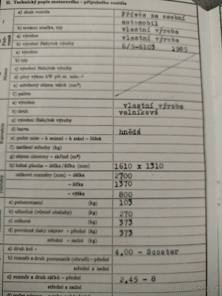 Přívěsný vozík za auto