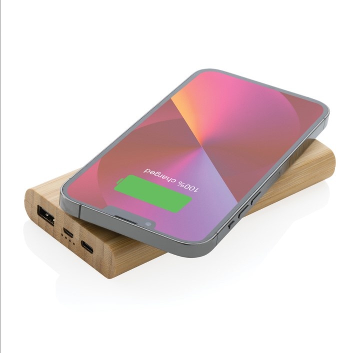 Powerbanka bezdrátová - 8 000 mAh 5W z bambusu