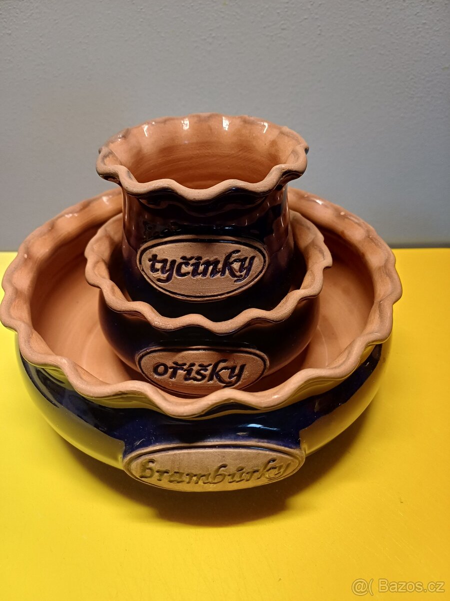 Keramická sada na dobroty, modrá barva