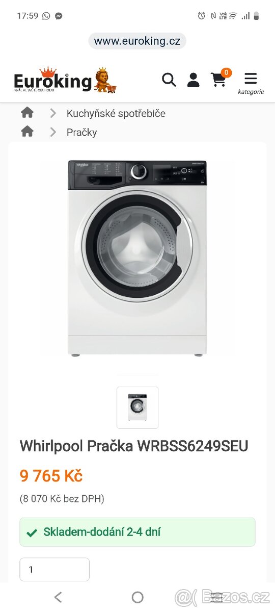 Slim pračka Whirlpool