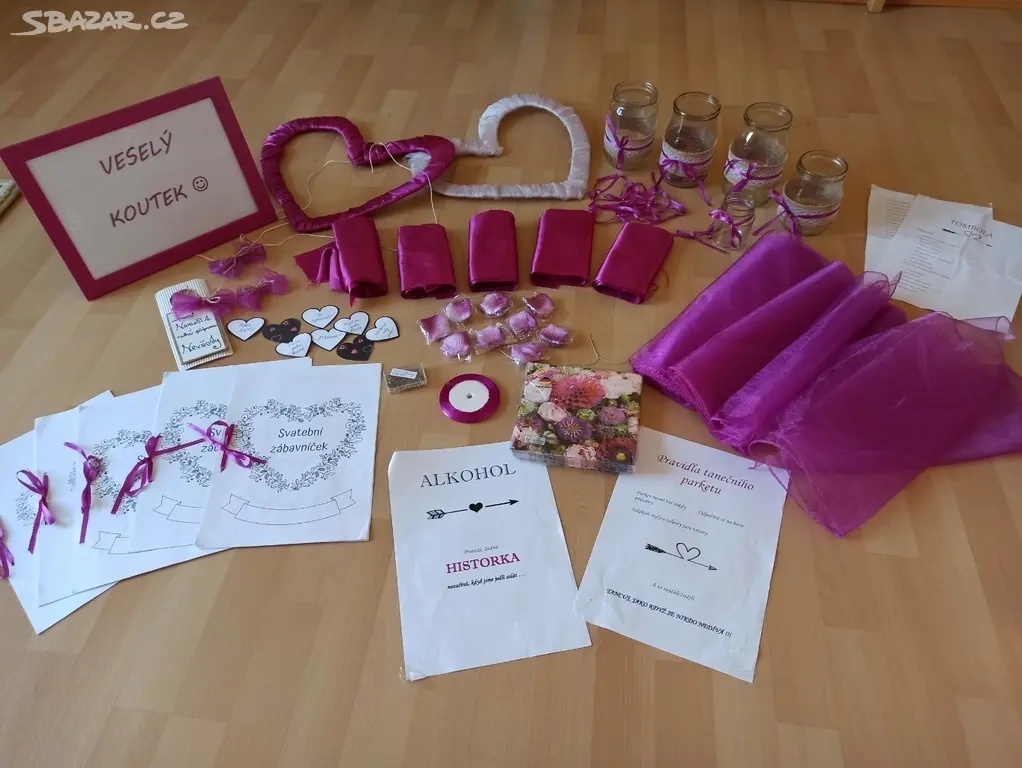Svatební výzdoba - fuchsiová/purpurová