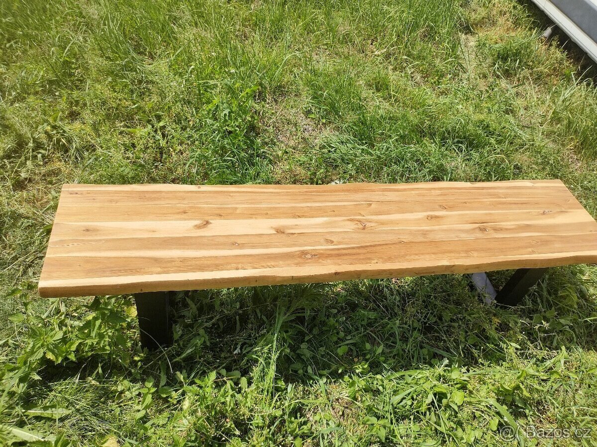 Lavička dub divoký+ ocel nohy- nová-180cm