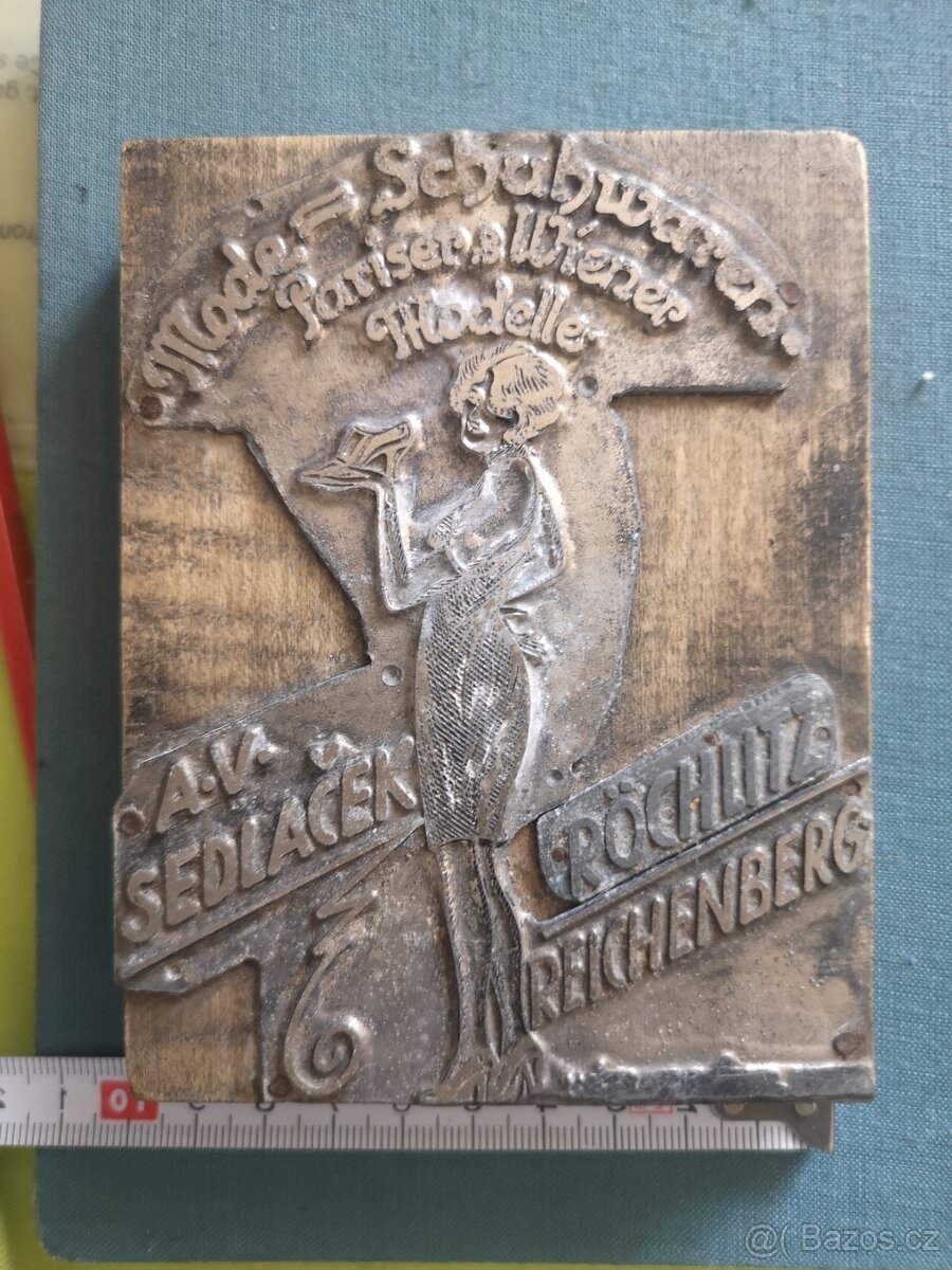 starožitná forma na tisk obuvnická fa A. V. Sedláček LIBEREC