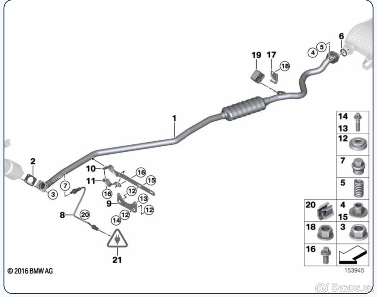 Středový díl výfuku N46 bmw