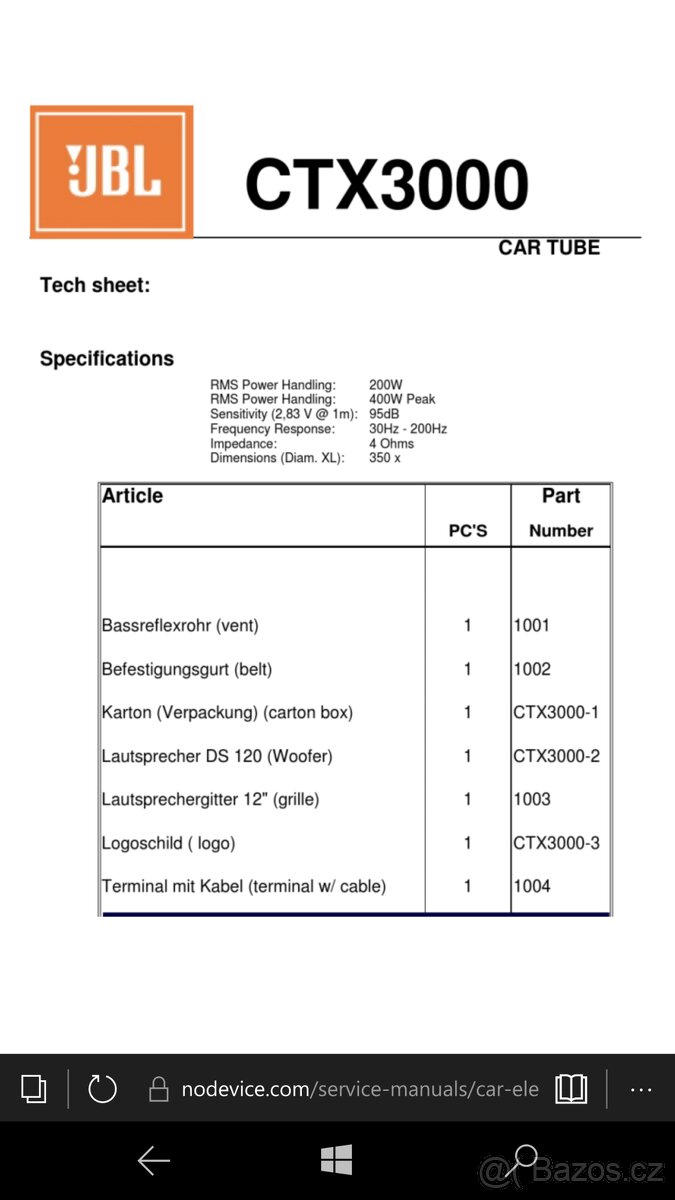 JBL CarTube CTX 3000