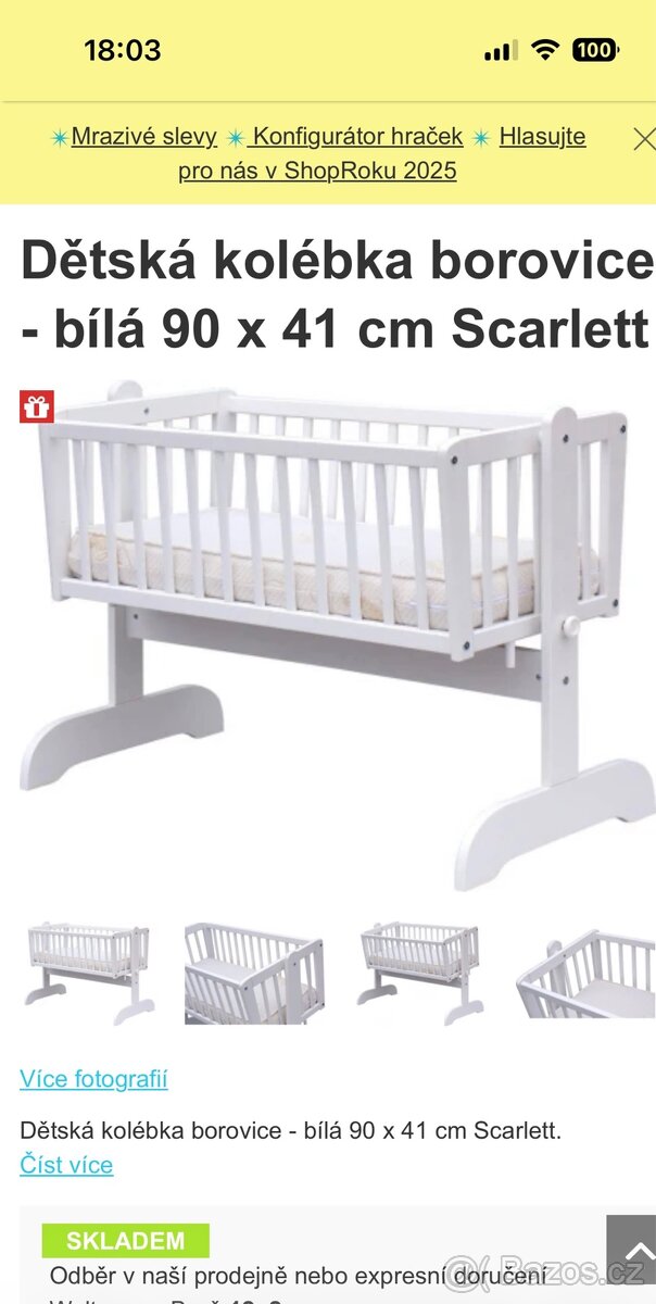 Dřevěná dětská kolébka