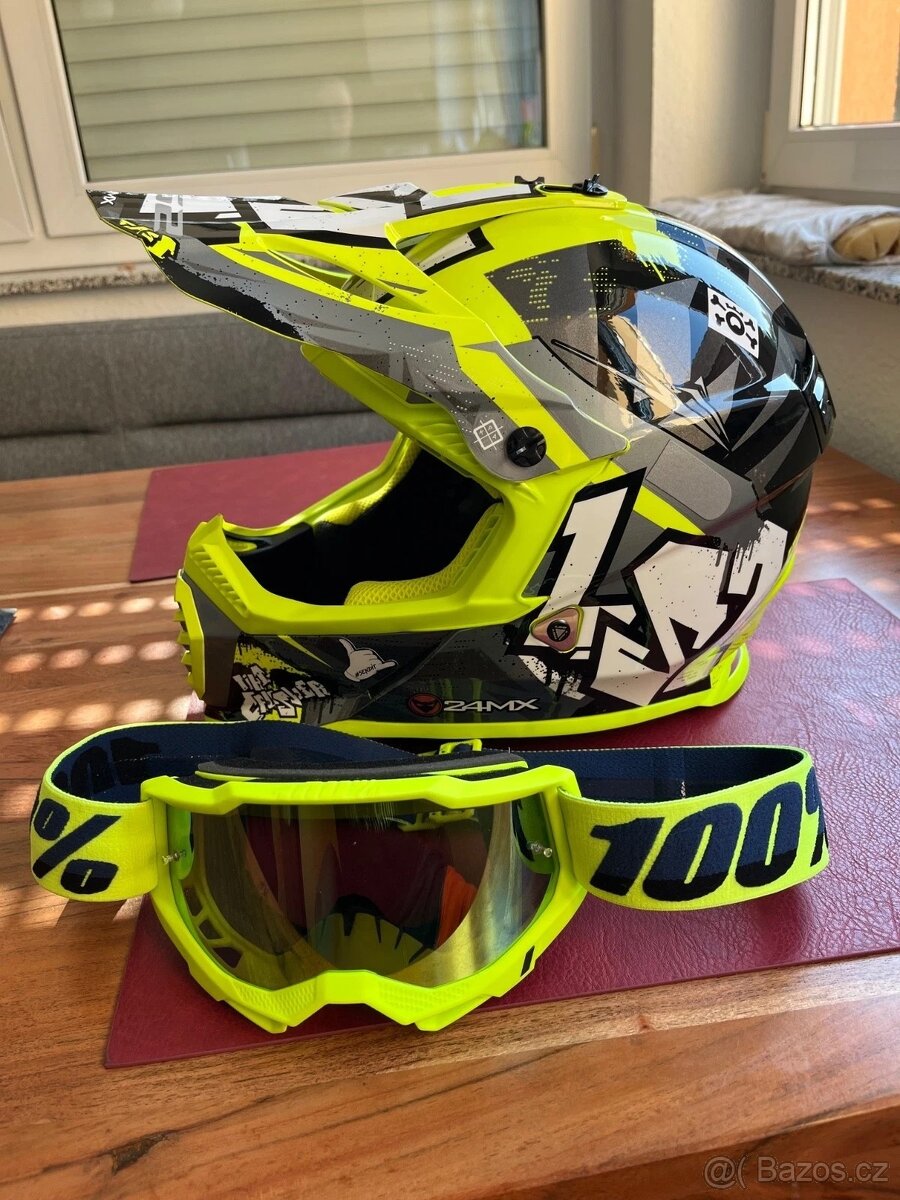 Motokrosová přilba LS2 Fast Evo + brýle 100%