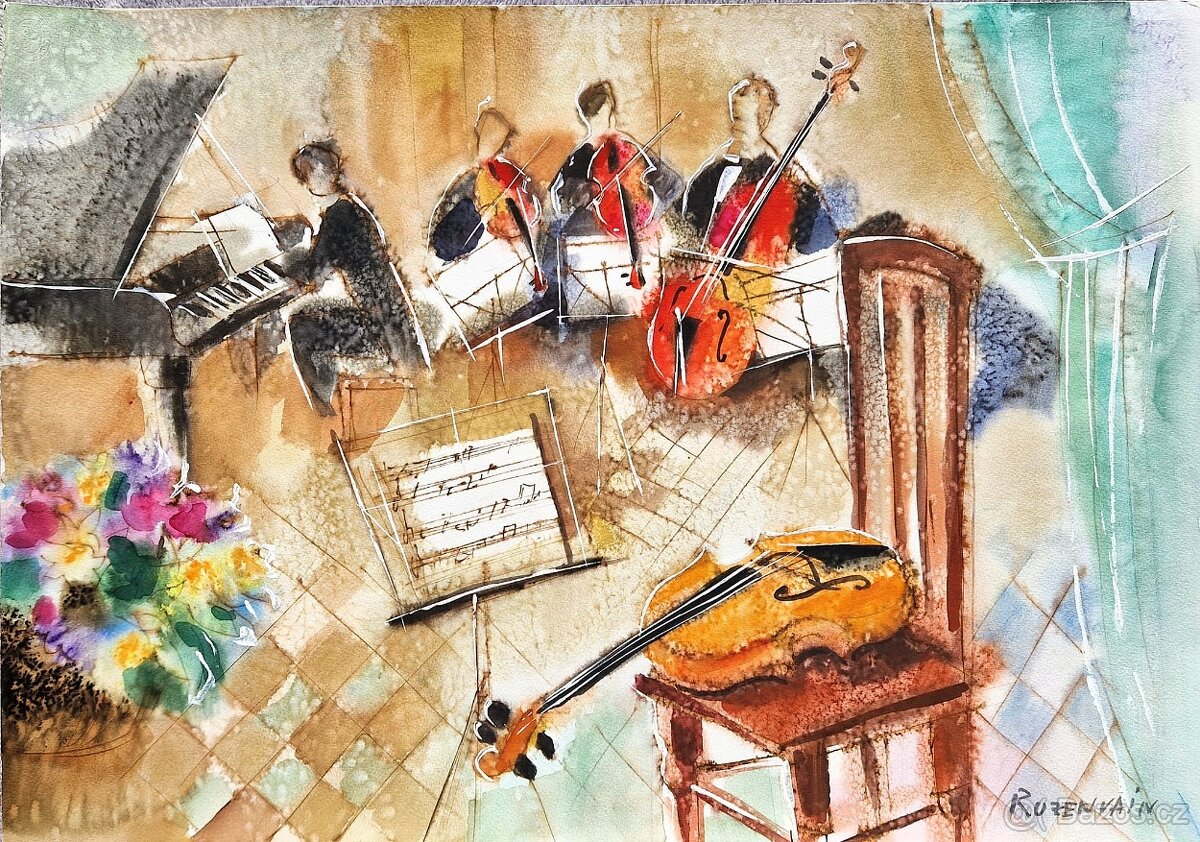 Michael Rosenwein - Akvarel, podpísané, Figuratívny expresio