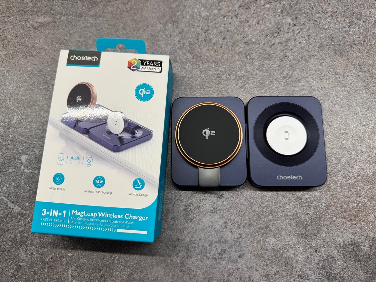 Nabíječka ChoeTech 15W QI2 Certified 3-in-1