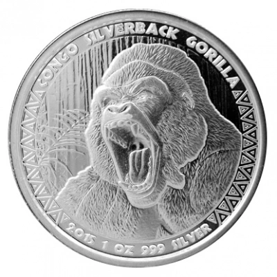 Stříbrná investiční mince Kongo Gorila 1 Oz 2015 až 2023