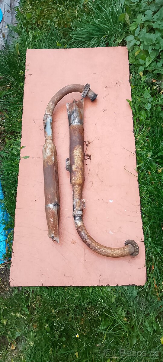 Výfuky Jawa 250/350 kompletní + kolena originál