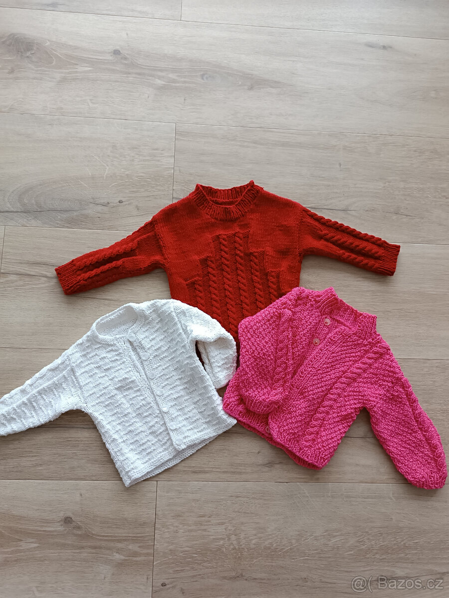 Svetříky pro holčičku, 3ks, vel. 86