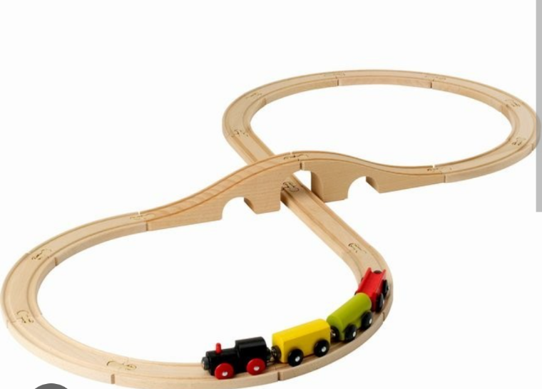 Dřevěna vlackodraha Lillabo osmička Ikea mašinka vláček