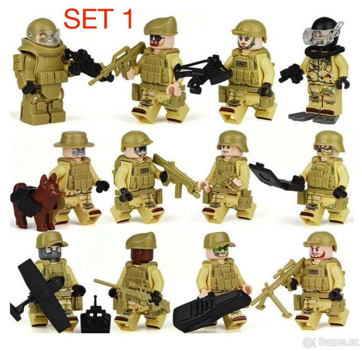 Rôzne sety vojakov (8ks) 1 + doplnky - typ lego
