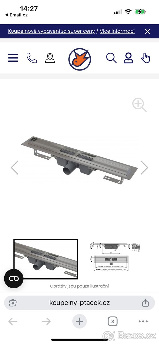 Ultra nízký sprchový žlab značky Concept NOVY