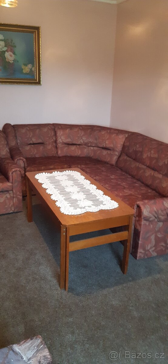 Sedačka rohová + křeslo