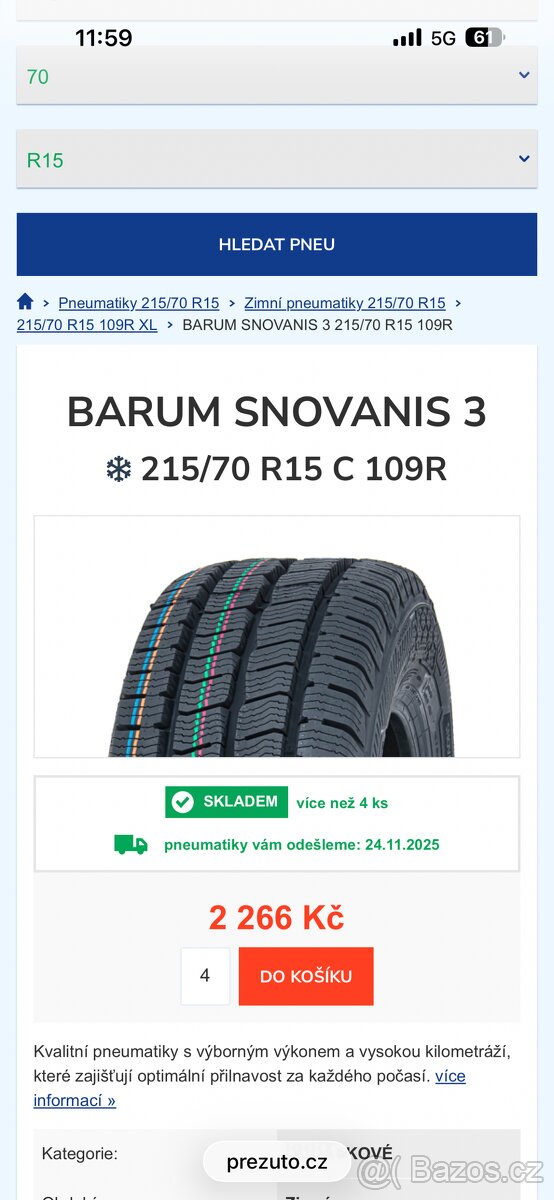 Zimní pneu 215/70 C r15