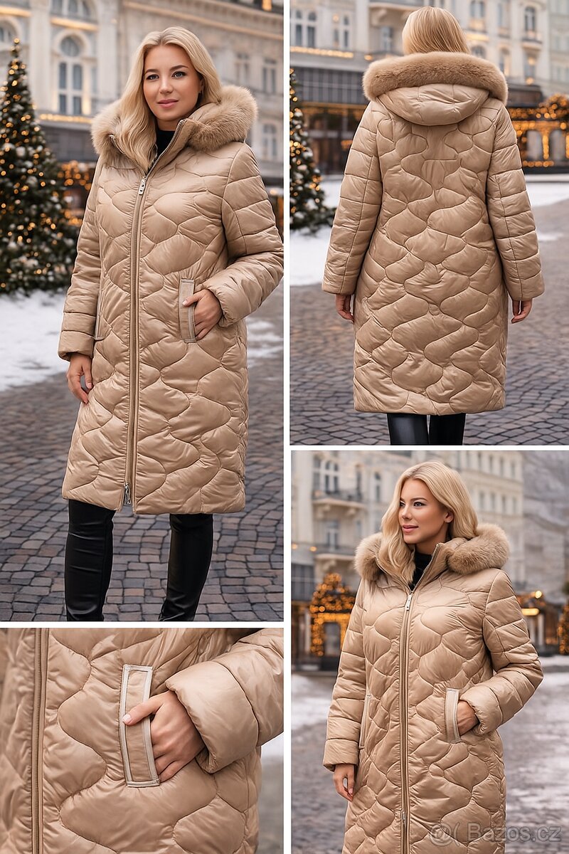 Dámská zimní bunda, velikost XXL, barva: béžová