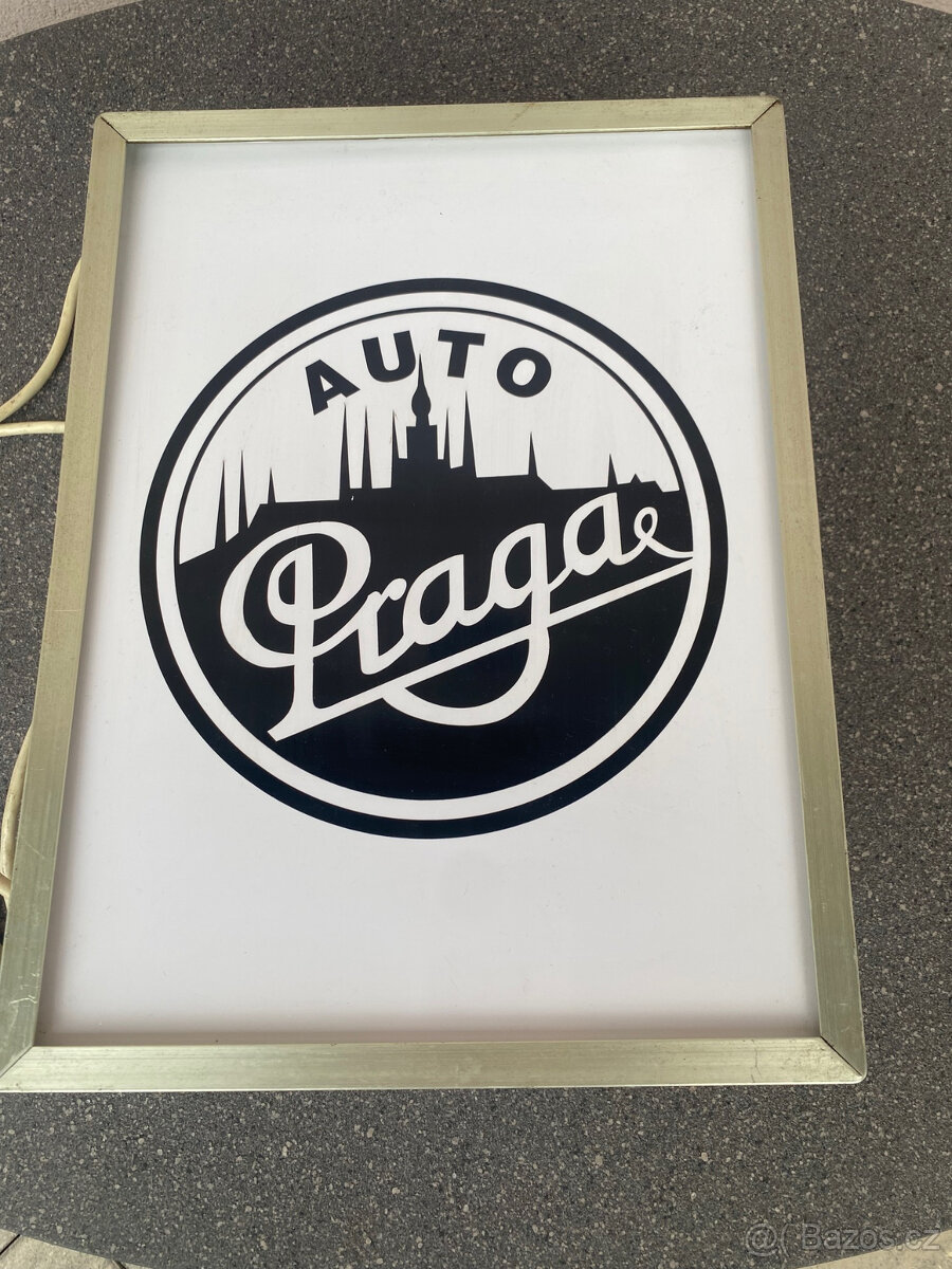 Reklamní svítící cedule, šťít Praga