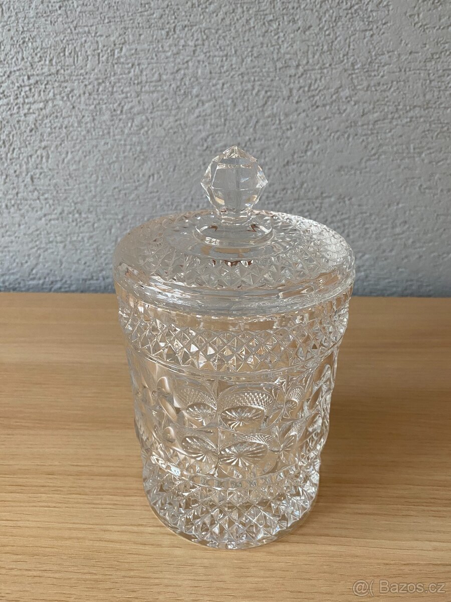 Nová velká pevná skleněná dóza s víkem s motivy - 1 250 ml