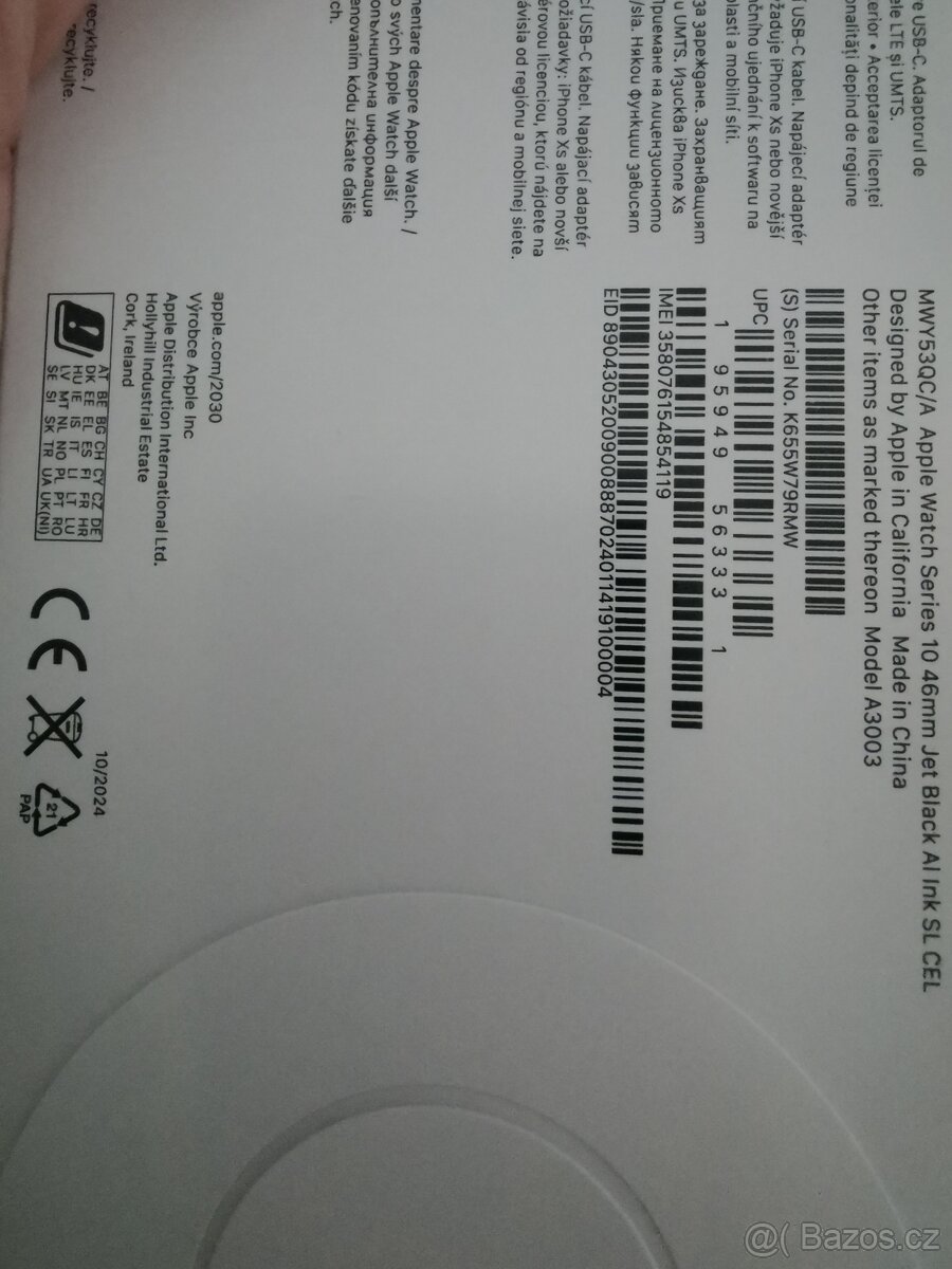 Prodám Nové Apple Watch Series 10 46mm Jet Black Al Ink SL