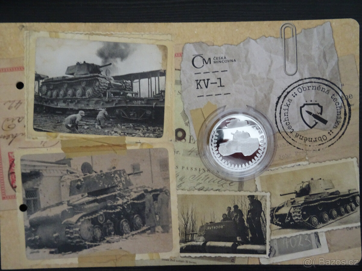 Stříbrná mince Obrněná technika - KV-1 proof
