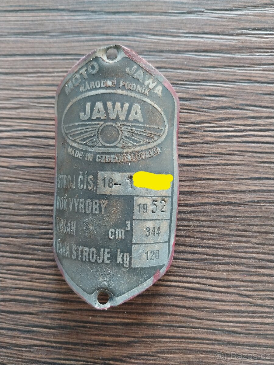 Štítek Jawa 350 perak
