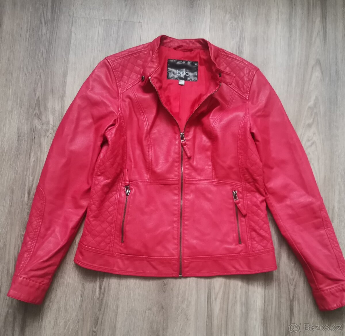 Červená koženková bunda Bonprix vel. 38