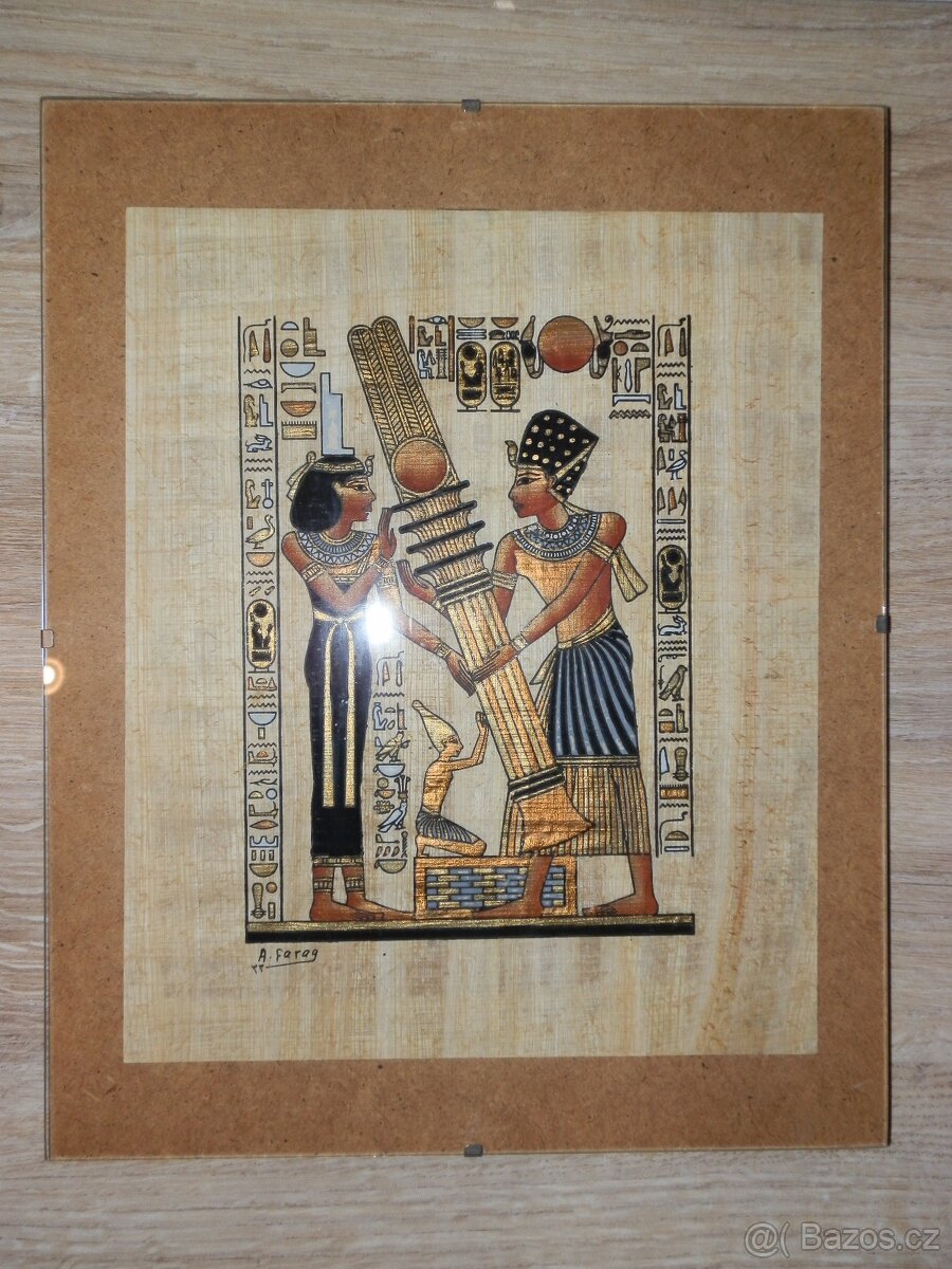 Egyptský papyrus 2ks - rám 30x24cm