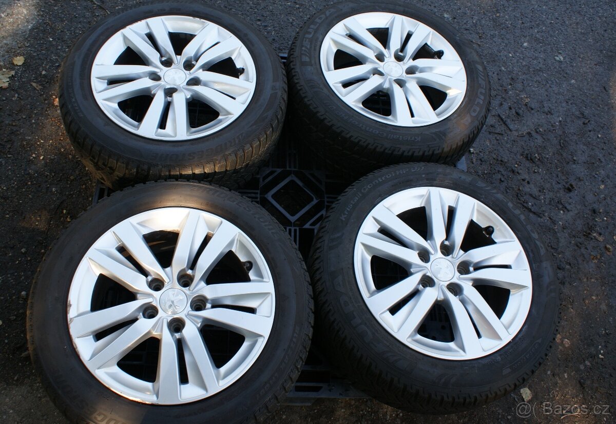 4ks orig. alu kola Peugeot 5x108 take Citroen R16 zimni pneu