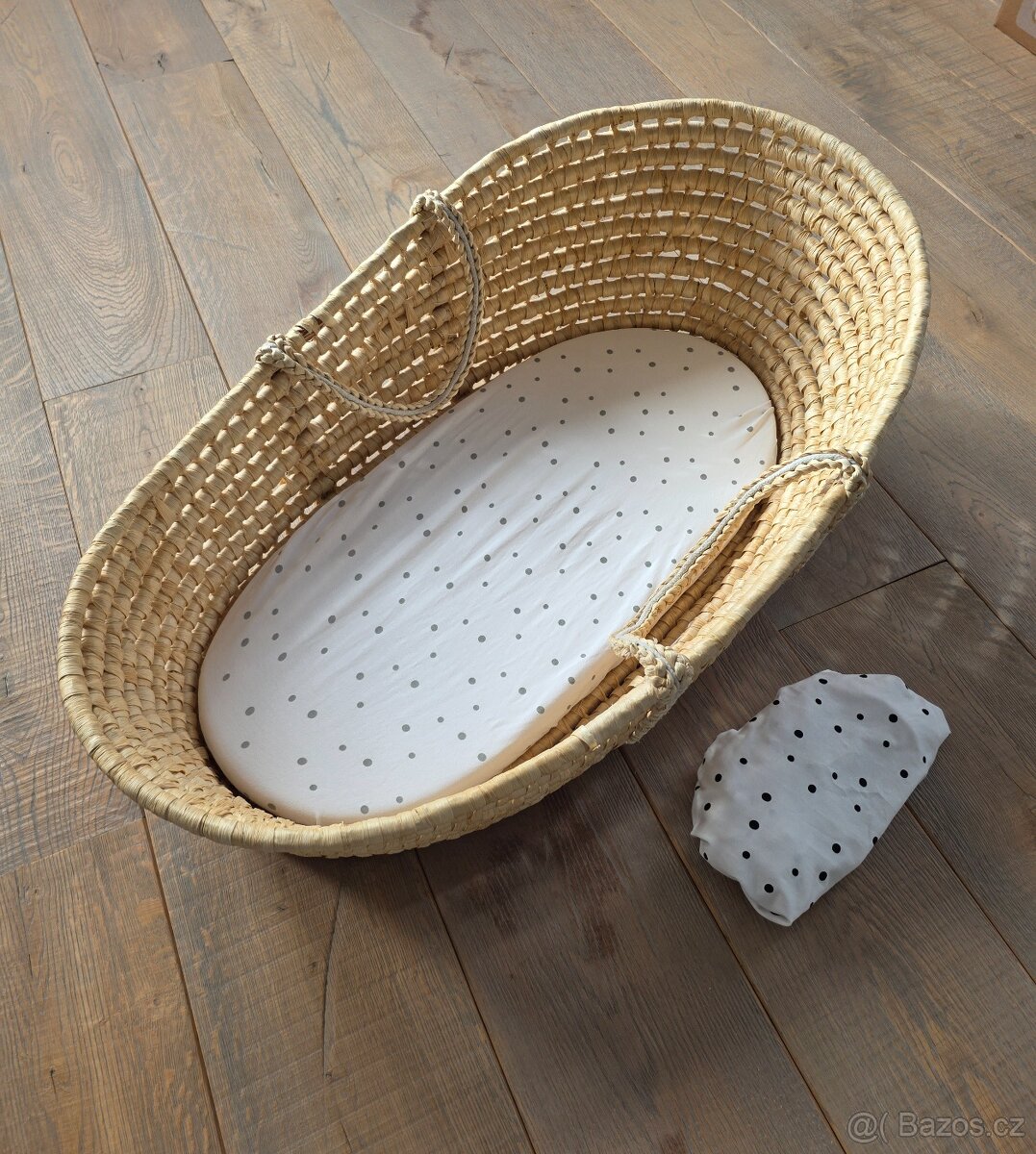 Childhome Mojžíšův koš vyvýšený Natural + matrace + potah Sl