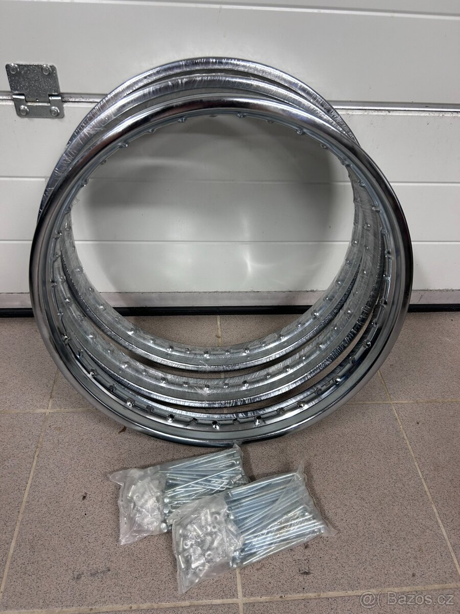 Nové chromové ráfky 19" Dněpr Ural 3ks + 2x výplet