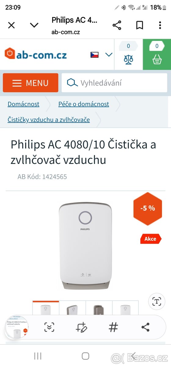 Čistička vzduchu se zvlhčovačem