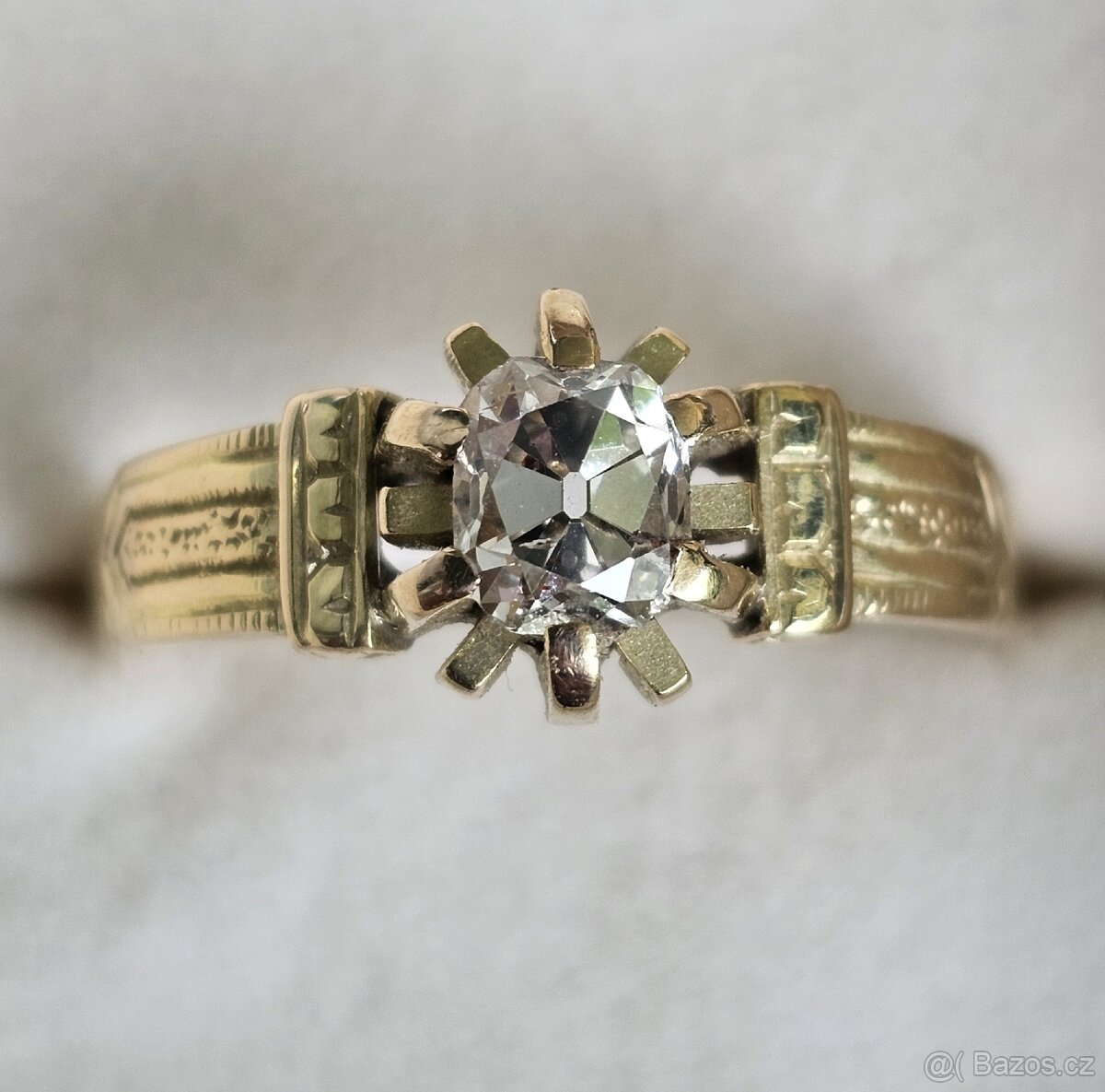 DIAMANTOVÝ PRSTEN 1.00ct. SI/G PÁNSKÝ STAROŽITNÝ