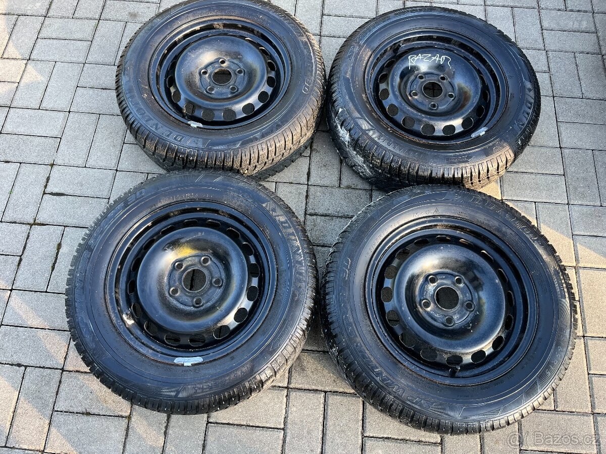 4x plechové disky vw 5x112 R15, zimní pneu 70%
