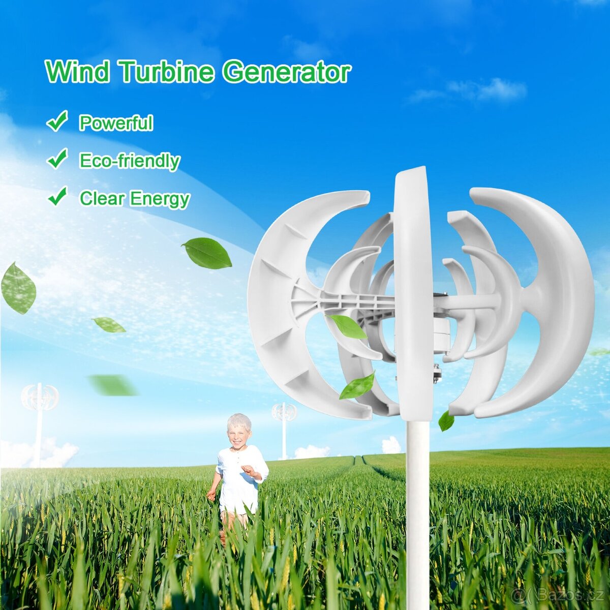 Větrná vertikální turbína 12 V 1200 W NOVÁ