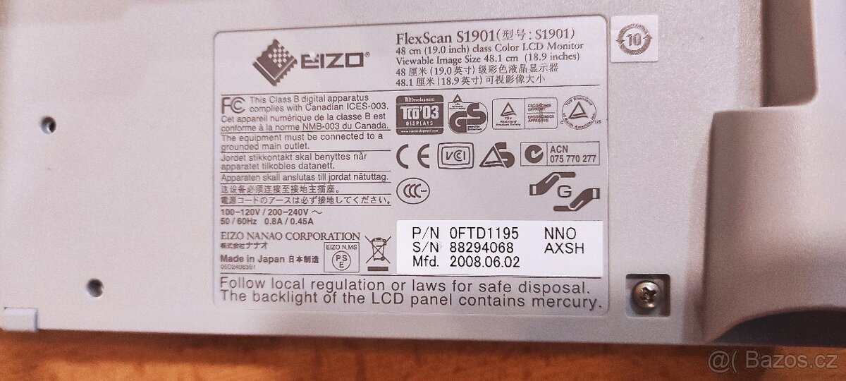 19" PC monitor EIZO FlexScan S1901