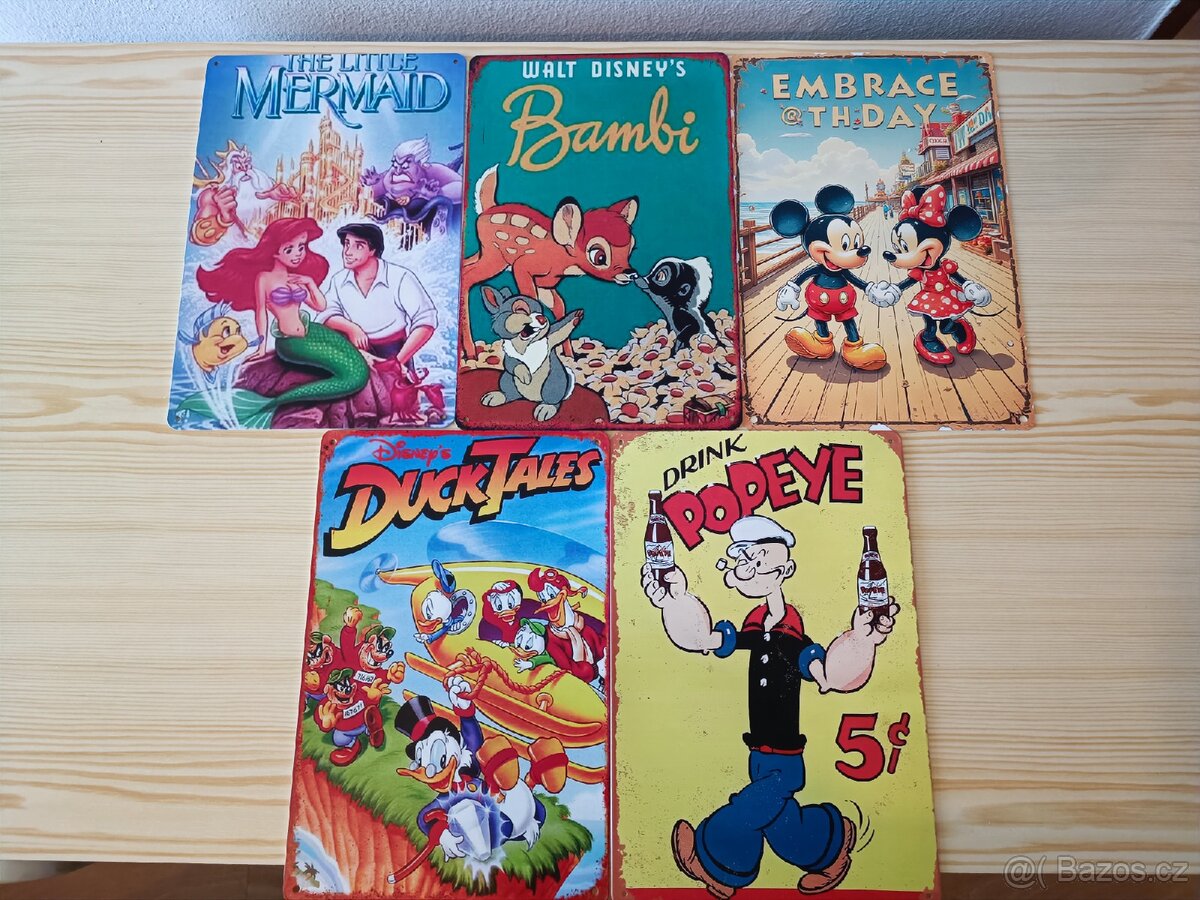 Plechové cedule pro fanoušky – od Mickeyho po Terminátora