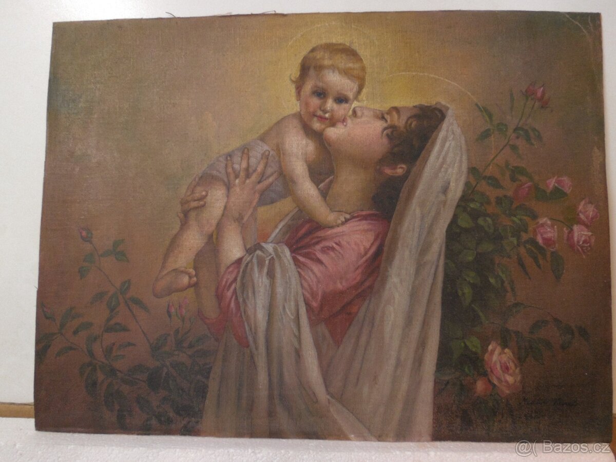 Obraz svatý motiv, malba Karel Medlík 20.9.1860 Nová Paka