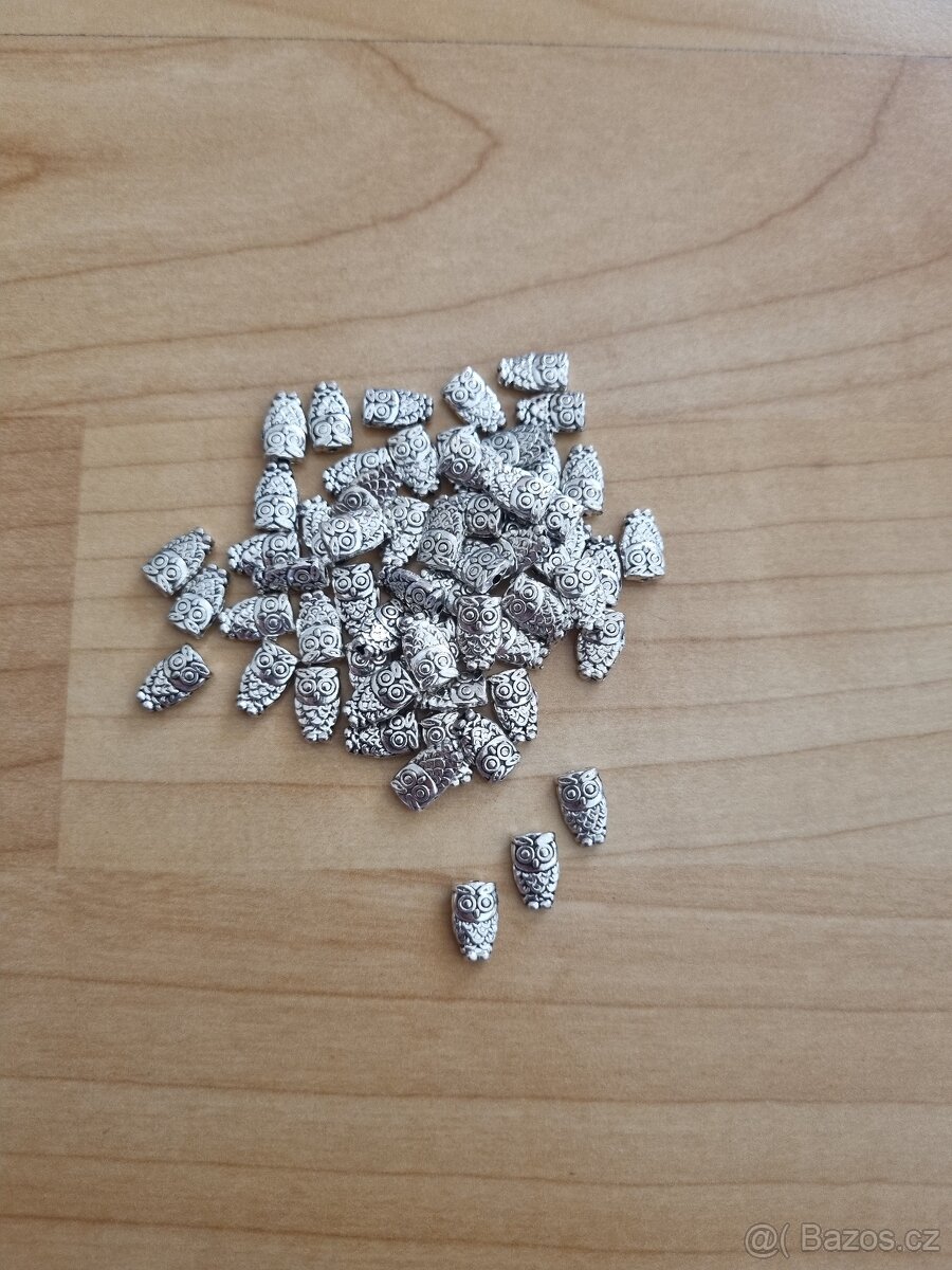 Kovové korálky - sovičky - 60 ks