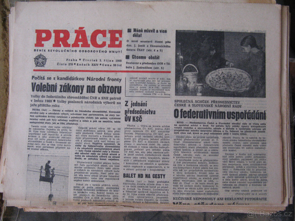 Noviny Práce - říjen 1968