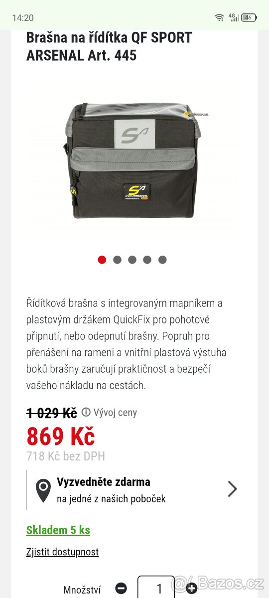 Brašna na řidítka Sport Arsenal